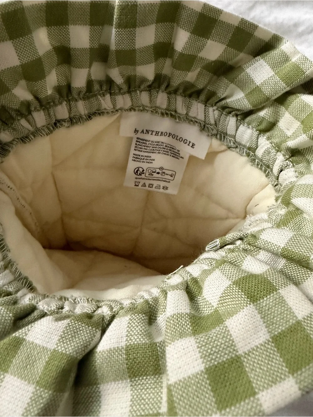 Anthropologie Green Gingham Ruffle Oven Mitt